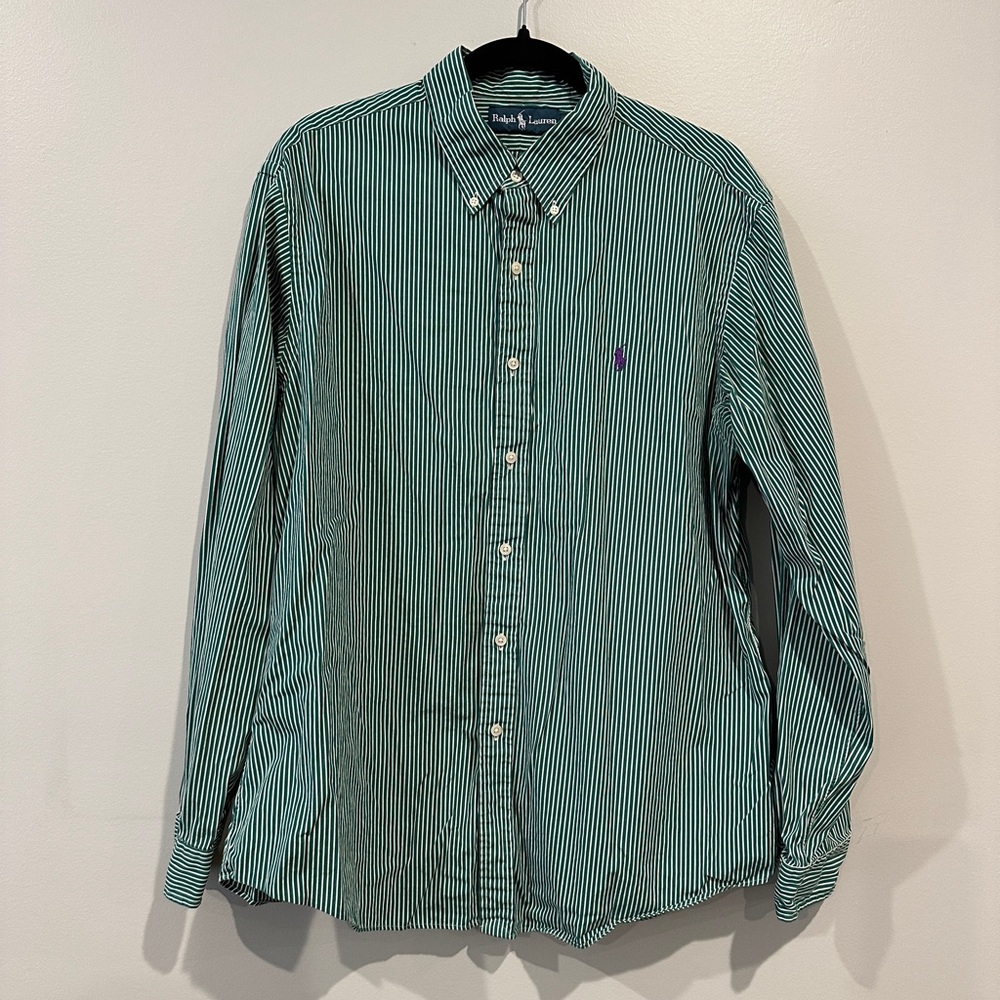 Ralph Lauren Green Striped Men's Shirt